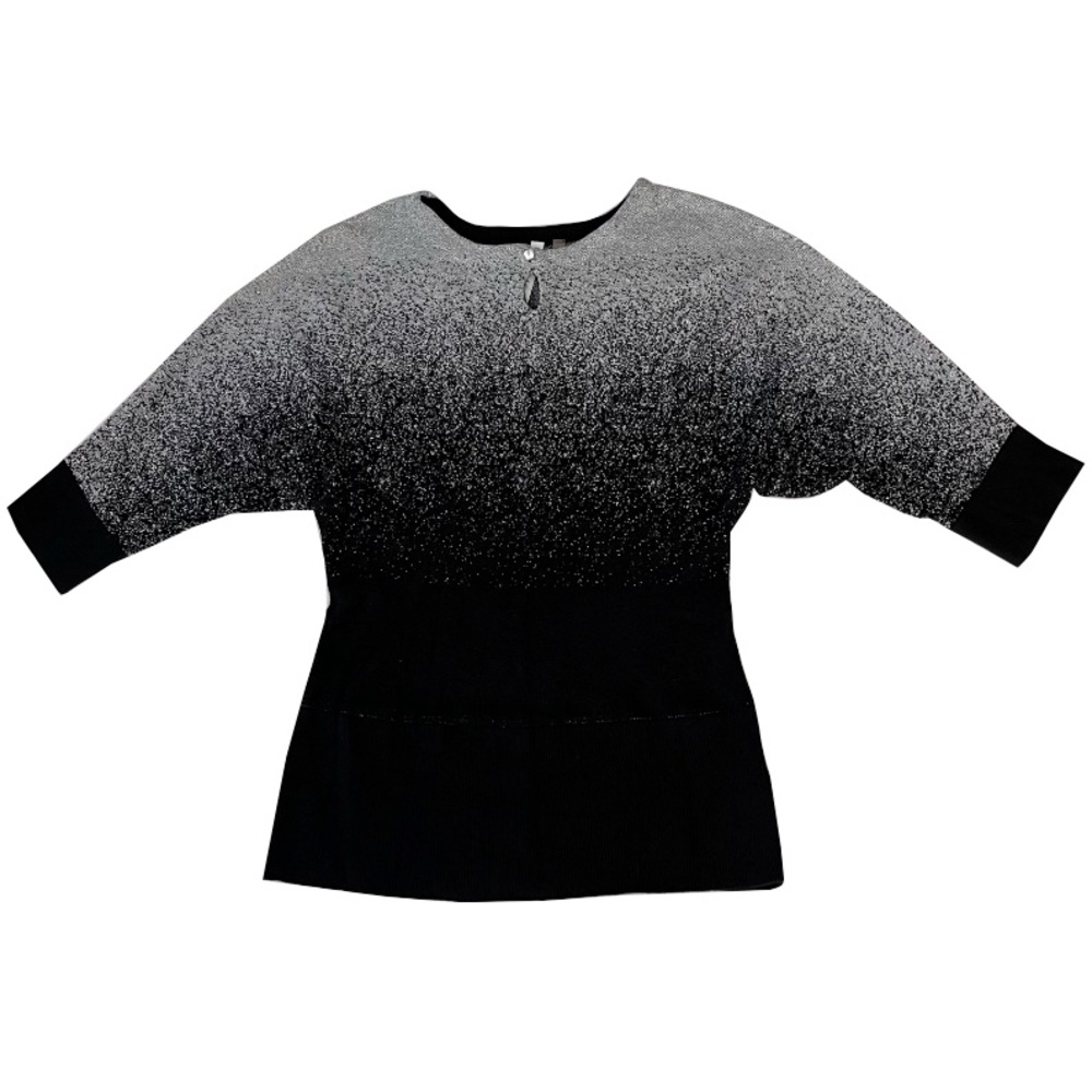 NY‎ Collection Black and Metallic Silver Sweater